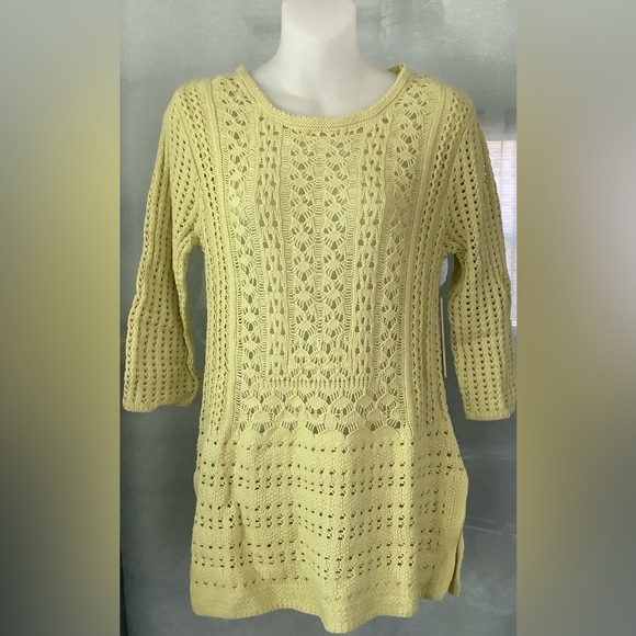 ANDREA JOVINE OPEN KNIT CROCHET SWEATER TOP - Picture 1 of 9